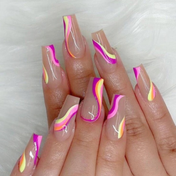 Neon Press On Nails - Picture 1 of 3